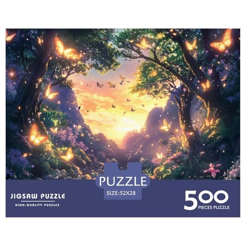 Licht Schmetterling Holzpuzzless 500 Teile Erwachsene Geburtstagsgeschenk Family Challenging Games Moderne Wohnkultur Educational Game Stress Relief Toy 500pcs (52x38cm) von SHUNXIFQ