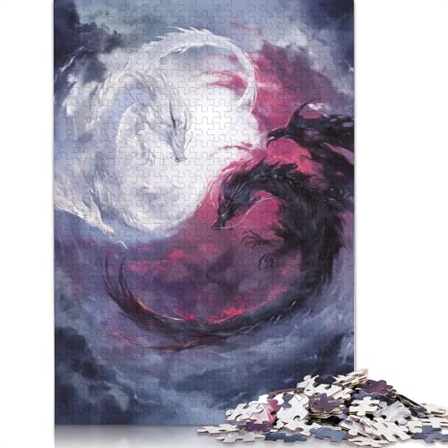 Licht- und Dunkeldrache Holzpuzzles 500 Teile Erwachsene Moderne Wohnkultur Family Challenging Games Lernspiel Geburtstagsgeschenk Entspannung Und Intelligenz 500pcs (52x38cm) von SHUNXIFQ
