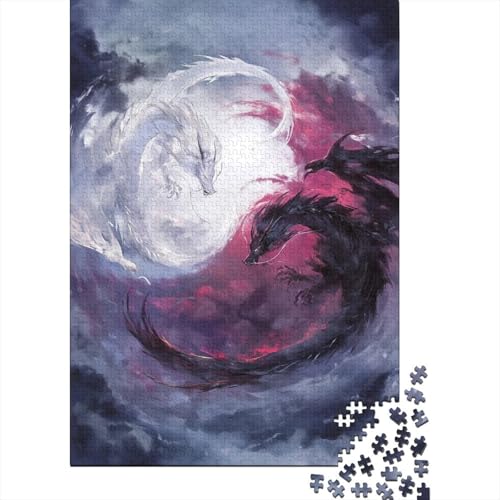 Licht- und Dunkeldrache Holzpuzzles Erwachsene 1000 Teile Family Challenging Games EduKatzeional Game Wohnkultur Geburtstagsgeschenk Stress Relief 1000pcs (75x50cm) von SHUNXIFQ