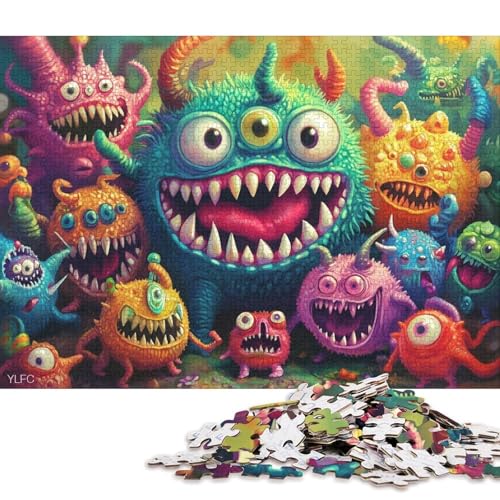 Lustige Monster Holzpuzzles Erwachsene 300 Teile Lernspiel Geschicklichkeitsspiel Für Die Ganze Familie Geburtstagsgeschenk Home Decor Stress Relief 300pcs (40x28cm) von SHUNXIFQ