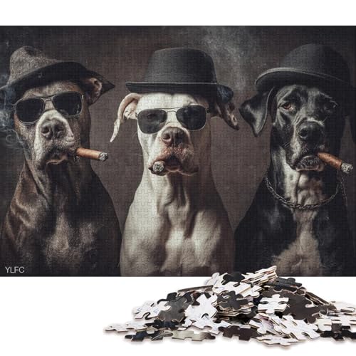 Mafiahund Holzpuzzles 1000 Teile Erwachsene Wohnkultur Family Challenging Games Geburtstagsgeschenk Educational Game Stress Relief 1000pcs (75x50cm) von SHUNXIFQ