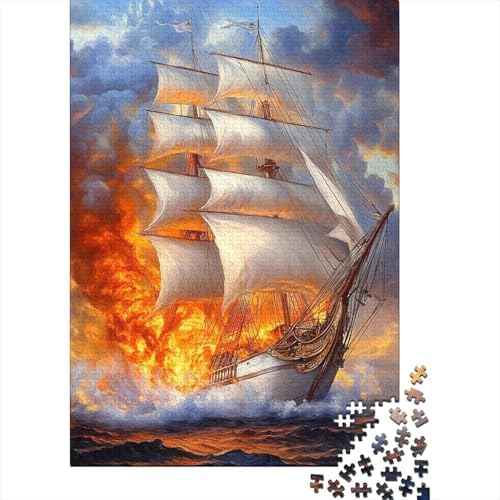 Majestätisches Segelschiff Holzpuzzles Erwachsene 1000 Teile Geburtstagsgeschenk Educational Game Wohnkultur Family Challenging Games Stress Relief 1000pcs (75x50cm) von SHUNXIFQ