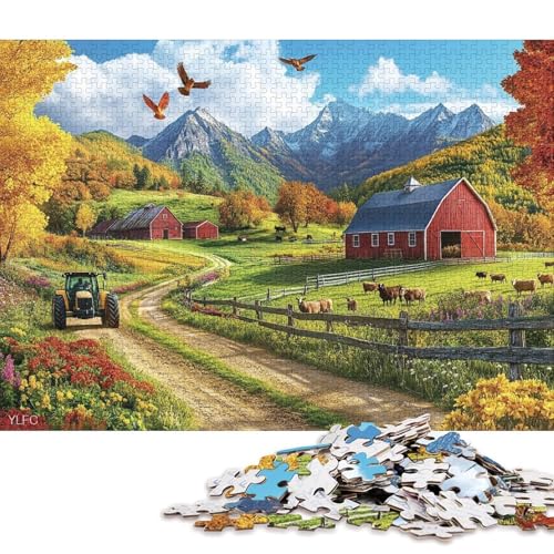 Malerischer Bauernhof Holzpuzzles 500 Teile Erwachsene Geburtstagsgeschenk Wohnkultur Educational Game Family Challenging Games Stress Relief Toy 500pcs (52x38cm) von SHUNXIFQ