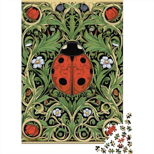 Marienkäfer-Kunst Holzpuzzles 1000 Teile Für Erwachsene Wohnkultur Geburtstagsgeschenk Family Challenging Games EduKatzeional Game Stress Relief Toy 1000pcs (75x50cm) von SHUNXIFQ