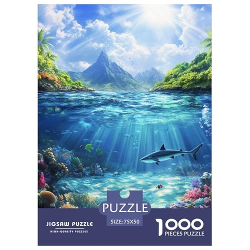Meeresboden Holzpuzzless 1000 Teile Erwachsene Wohnkultur Educational Game Family Challenging Games Geburtstagsgeschenk Stress Relief Toy 1000pcs (75x50cm) von SHUNXIFQ