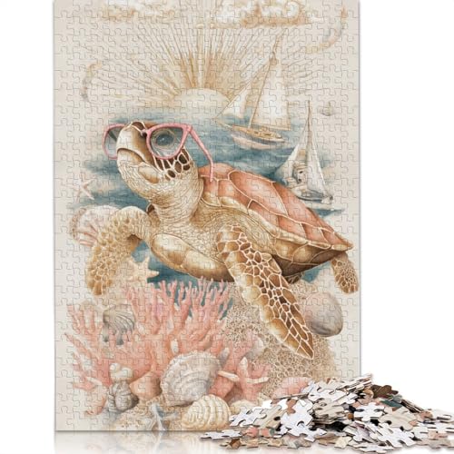 Meeresschildkröten Holzpuzzles 300 Teile Erwachsene Family Challenging Games Moderne Wohnkultur Educational Game Geburtstagsgeschenk Stress Relief 300pcs (40x28cm) von SHUNXIFQ