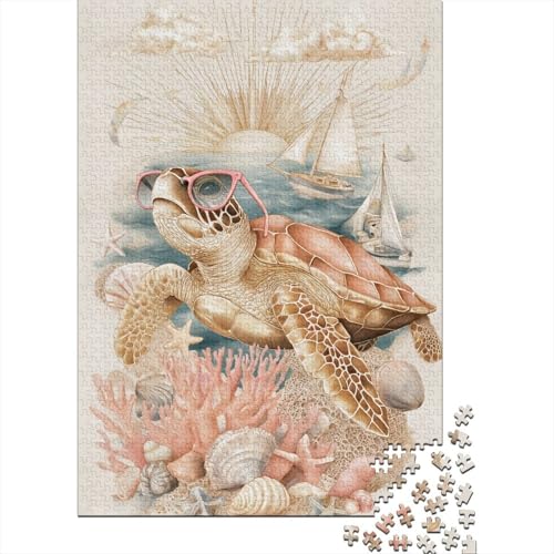 Meeresschildkröten Holzpuzzles Erwachsene 1000 Teile Family Challenging Games Educational Game Wohnkultur Geburtstagsgeschenk Stress Relief 1000pcs (75x50cm) von SHUNXIFQ