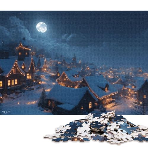 Mondlicht Dorf Holzpuzzles 500 Teile Erwachsene Wohnkultur Geburtstagsgeschenk Geschicklichkeitsspiel Für Die Ganze Familie Lernspiel Stress Relief 500pcs (52x38cm) von SHUNXIFQ