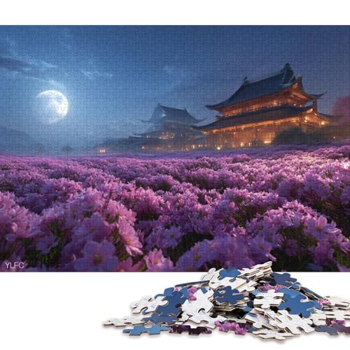 Mondlicht Sakura Holzpuzzles Erwachsene 300 Teile Lernspiel Geschicklichkeitsspiel Für Die Ganze Familie Geburtstagsgeschenk Home Decor Stress Relief 300pcs (40x28cm) von SHUNXIFQ