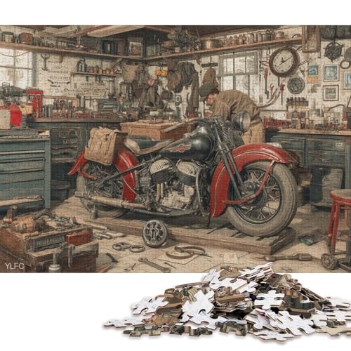 Motorrad Holzpuzzles 1000 Teile Erwachsene Lernspiel Family Challenging Games Geburtstagsgeschenk Home Decor Stress Relief Toy 1000pcs (75x50cm) von SHUNXIFQ