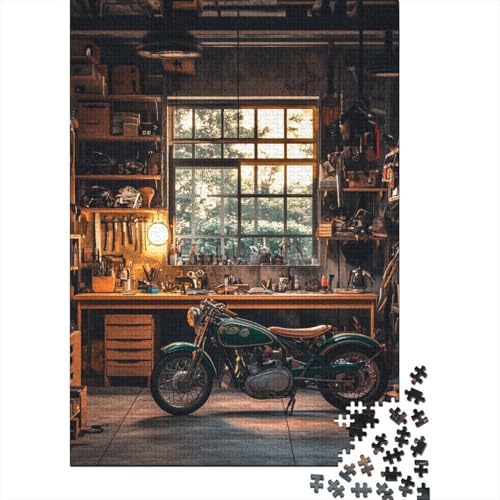 Motorradwerkstatt Holzpuzzles Erwachsene 1000 Teile Geburtstagsgeschenk Educational Game Wohnkultur Family Challenging Games Stress Relief 1000pcs (75x50cm) von SHUNXIFQ