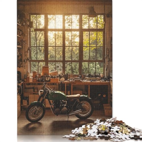Motorradwerkstatt Holzpuzzles Für Erwachsene 500 Teile Geburtstagsgeschenk Wohnkultur Lernspiel Family Challenging Games Entspannung Und Intelligenz 500pcs (52x38cm) von SHUNXIFQ