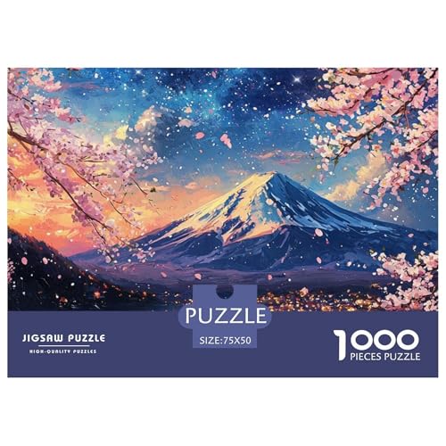 Mount Fuji Holzpuzzless Erwachsene 1000 Teile Educational Game Family Challenging Games Home Decor Geburtstagsgeschenk Stress Relief 1000pcs (75x50cm) von SHUNXIFQ