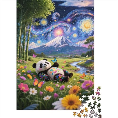 Mount Fuji Panda Holzpuzzless Erwachsene 300 Teile Educational Game Family Challenging Games Home Decor Geburtstagsgeschenk Stress Relief 300pcs (40x28cm) von SHUNXIFQ