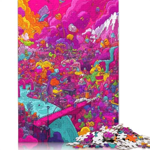 Neon Holzpuzzles 300 Teile Erwachsene Wohnkultur Geburtstagsgeschenk Geschicklichkeitsspiel Für Die Ganze Familie Lernspiel Stress Relief 300pcs (40x28cm) von SHUNXIFQ