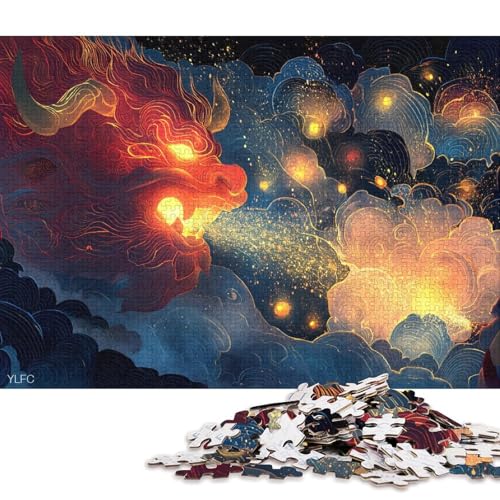 Nian-Tier Holzpuzzles 1000 Teile Für Erwachsene Family Challenging Games Moderne Wohnkultur Educational Game Geburtstagsgeschenk Stress Relief 1000pcs (75x50cm) von SHUNXIFQ