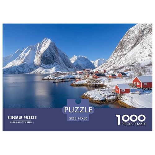 Nordische Fjorde Holzpuzzles 1000 Teile Erwachsene Wohnkultur Family Challenging Games Geburtstagsgeschenk Educational Game Stress Relief 1000pcs (75x50cm) von SHUNXIFQ