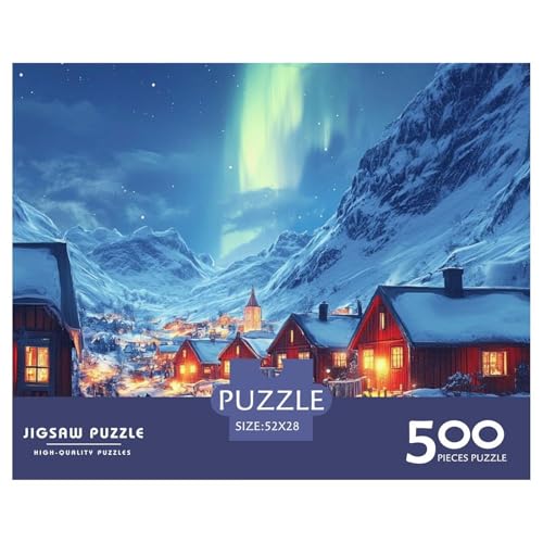 Nordische Fjorde Holzpuzzles 500 Teile Für Erwachsene Wohnkultur Geburtstagsgeschenk Family Challenging Games Educational Game Stress Relief Toy 500pcs (52x38cm) von SHUNXIFQ