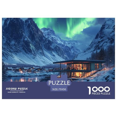 Nordische Fjorde Holzpuzzles Erwachsene 1000 Teile Family Challenging Games Educational Game Wohnkultur Geburtstagsgeschenk Stress Relief 1000pcs (75x50cm) von SHUNXIFQ
