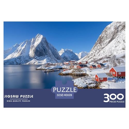 Nordische Fjorde Holzpuzzles Erwachsene 300 Teile Geburtstagsgeschenk Family Challenging Games Moderne Wohnkultur Educational Game Stress Relief 300pcs (40x28cm) von SHUNXIFQ