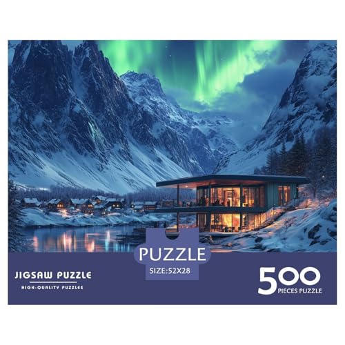 Nordische Fjorde Holzpuzzles Erwachsene 500 Teile Geburtstagsgeschenk Family Challenging Games Moderne Wohnkultur Educational Game Stress Relief 500pcs (52x38cm) von SHUNXIFQ