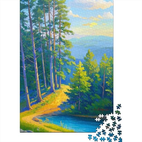 Ölgemälde Wald Holzpuzzles 1000 Teile Erwachsene Wohnkultur Family Challenging Games Geburtstagsgeschenk Educational Game Stress Relief 1000pcs (75x50cm) von SHUNXIFQ