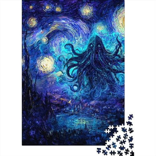Oktopus Holzpuzzles 1000 Teile Für Erwachsene Geburtstagsgeschenk Educational Game Moderne Wohnkultur Family Challenging Games Stress Relief Toy 1000pcs (75x50cm) von SHUNXIFQ