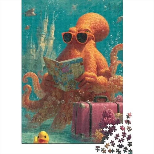 Oktopus Holzpuzzles Erwachsene 1000 Teile Family Challenging Games Educational Game Wohnkultur Geburtstagsgeschenk Stress Relief 1000pcs (75x50cm) von SHUNXIFQ