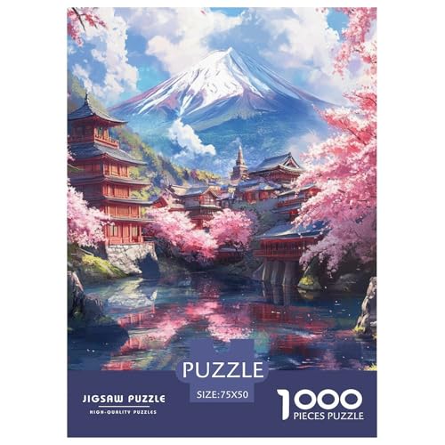 Osaka-Kirschblüte Holzpuzzles 1000 Teile Erwachsene Wohnkultur Geschicklichkeitsspiel Für Die Ganze Familie Lernspiel Geburtstagsgeschenk Stress Relief 1000pcs (75x50cm) von SHUNXIFQ