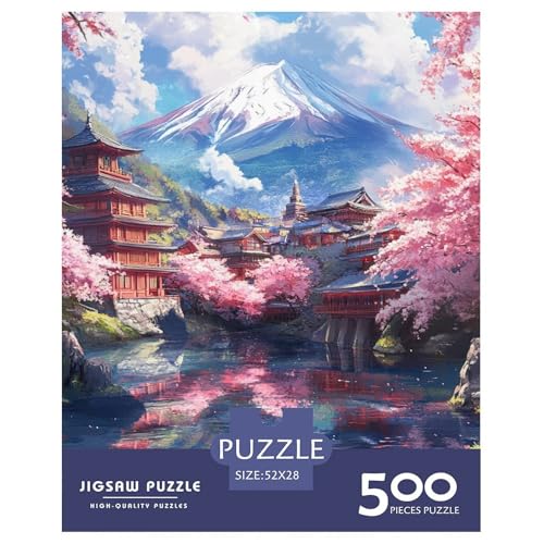 Osaka-Kirschblüte Holzpuzzles Erwachsene 500 Teile Family Challenging Games Home Decor Lernspiel Geburtstagsgeschenk Stress Relief Toy 500pcs (52x38cm) von SHUNXIFQ