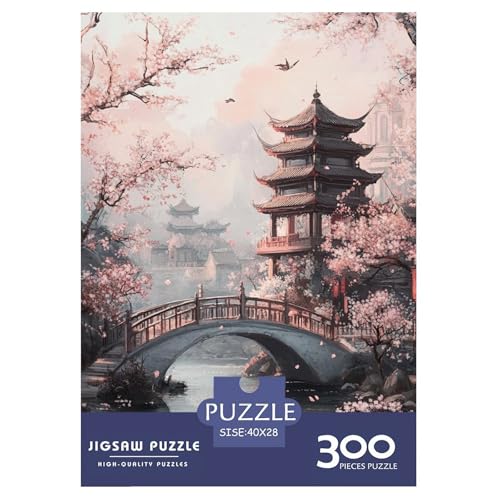 Osaka-Kirschblüte Holzpuzzless Für Erwachsene 300 Teile Wohnkultur Lernspiel Family Challenging Games Geburtstagsgeschenk Stress Relief Toy 300pcs (40x28cm) von SHUNXIFQ