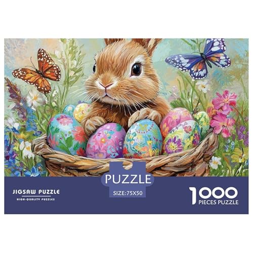 Ostereier und Hasen Holzpuzzles 1000 Teile Erwachsene Home Decor Family Challenging Games Geburtstagsgeschenk Educational Game Entspannung Und Intelligenz 1000pcs (75x50cm) von SHUNXIFQ