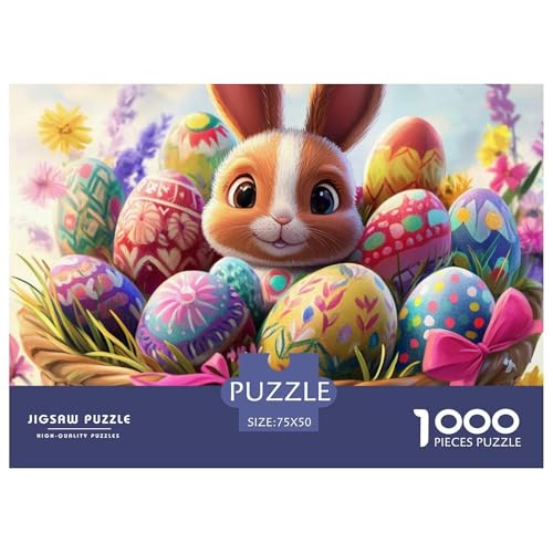 Ostereier und Hasen Holzpuzzles 1000 Teile Für Erwachsene Family Challenging Games Geburtstagsgeschenk Lernspiel Moderne Wohnkultur Stress Relief 1000pcs (75x50cm) von SHUNXIFQ