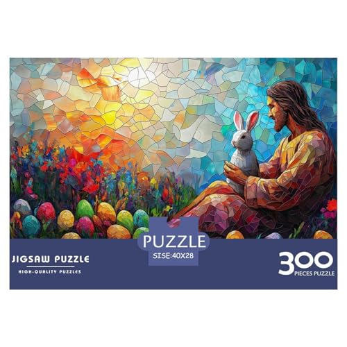 Ostereier und Hasen Holzpuzzles 300 Teile Erwachsene Geburtstagsgeschenk Wohnkultur Educational Game Family Challenging Games Stress Relief Toy 300pcs (40x28cm) von SHUNXIFQ