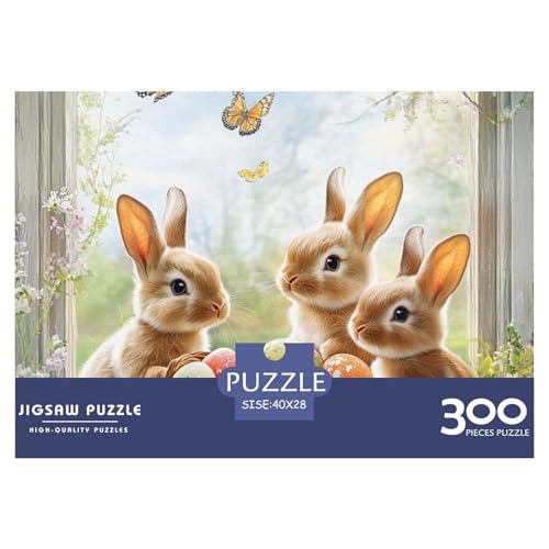 Ostereier und Hasen Holzpuzzles 300 Teile Erwachsene Home Decor Geburtstagsgeschenk Family Challenging Games Educational Game Stress Relief 300pcs (40x28cm) von SHUNXIFQ