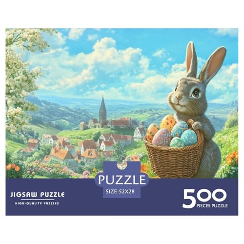 Ostereier und Hasen Holzpuzzles 500 Teile Erwachsene Moderne Wohnkultur Family Challenging Games Lernspiel Geburtstagsgeschenk Entspannung Und Intelligenz 500pcs (52x38cm) von SHUNXIFQ