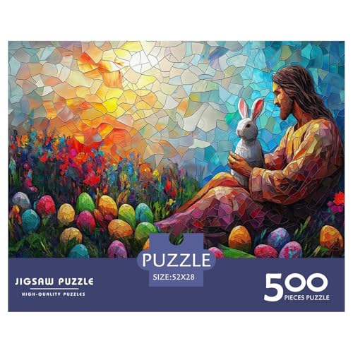 Ostereier und Hasen Holzpuzzles 500 Teile Erwachsene Wohnkultur Family Challenging Games Educational Game Geburtstagsgeschenk Entspannung Und Intelligenz 500pcs (52x38cm) von SHUNXIFQ