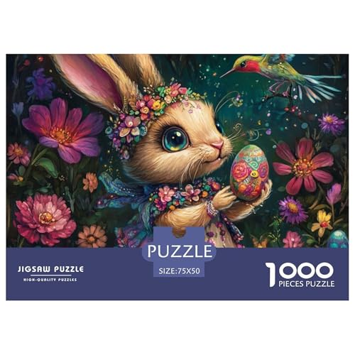 Ostereier und Hasen Holzpuzzles Erwachsene 1000 Teile Family Challenging Games Educational Game Wohnkultur Geburtstagsgeschenk Stress Relief 1000pcs (75x50cm) von SHUNXIFQ