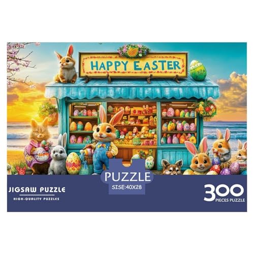 Ostereier und Hasen Holzpuzzles Erwachsene 300 Teile Family Challenging Games Educational Game Wohnkultur Geburtstagsgeschenk Stress Relief 300pcs (40x28cm) von SHUNXIFQ