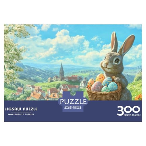 Ostereier und Hasen Holzpuzzles Erwachsene 300 Teile Lernspiel Geschicklichkeitsspiel Für Die Ganze Familie Geburtstagsgeschenk Home Decor Stress Relief 300pcs (40x28cm) von SHUNXIFQ