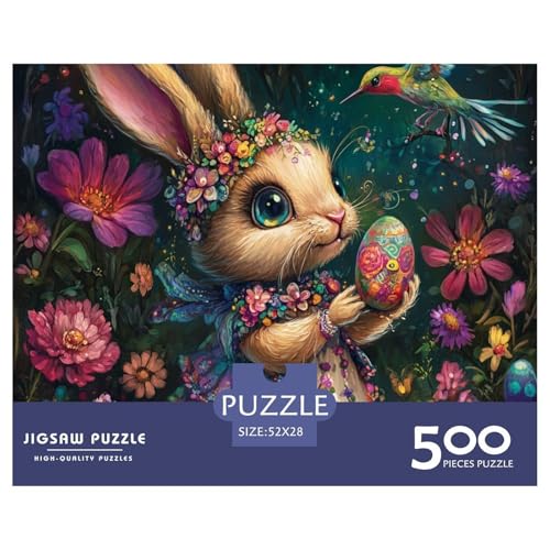 Ostereier und Hasen Holzpuzzles Erwachsene 500 Teile Geburtstagsgeschenk Family Challenging Games Moderne Wohnkultur Educational Game Stress Relief 500pcs (52x38cm) von SHUNXIFQ