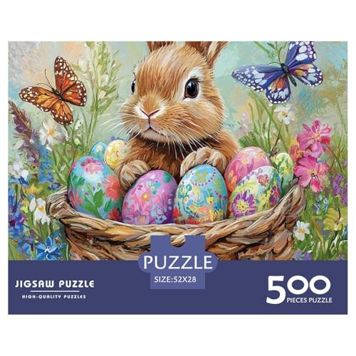 Ostereier und Hasen Holzpuzzles Erwachsene 500 Teile Home Decor Family Challenging Games Educational Game Geburtstagsgeschenk Stress Relief Toy 500pcs (52x38cm) von SHUNXIFQ