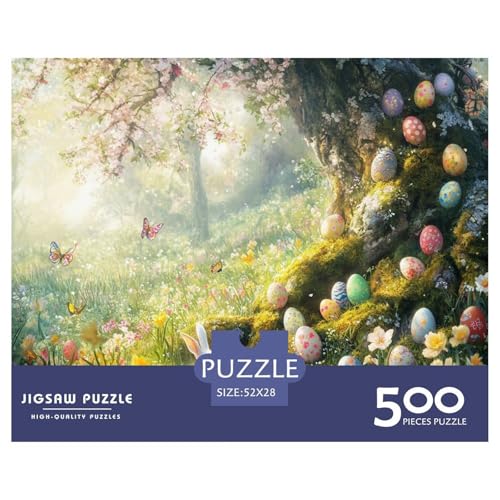 Ostereier und Hasen Holzpuzzles Erwachsene 500 Teile Moderne Wohnkultur Geburtstagsgeschenk Educational Game Family Challenging Games Stress Relief 500pcs (52x38cm) von SHUNXIFQ