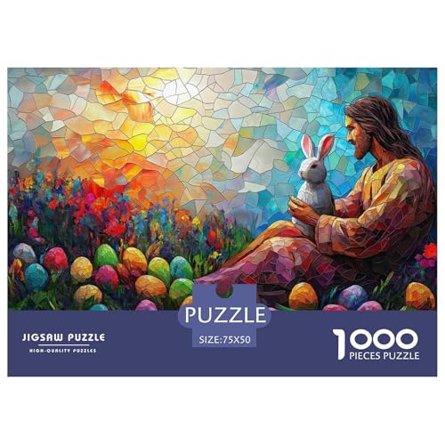 Ostereier und Hasen Holzpuzzles Für Erwachsene 1000 Teile Educational Game Family Challenging Games Home Decor Geburtstagsgeschenk Stress Relief 1000pcs (75x50cm) von SHUNXIFQ