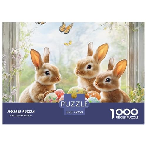 Ostereier und Hasen Holzpuzzles Für Erwachsene 1000 Teile Wohnkultur Geburtstagsgeschenk Educational Game Family Challenging Games Stress Relief Toy 1000pcs (75x50cm) von SHUNXIFQ