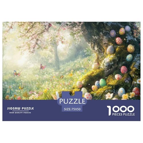 Ostereier und Hasen Holzpuzzless 1000 Teile Erwachsene Wohnkultur Educational Game Family Challenging Games Geburtstagsgeschenk Stress Relief Toy 1000pcs (75x50cm) von SHUNXIFQ
