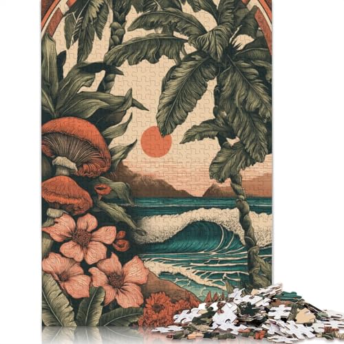 Palmblätter Holzpuzzles Für Erwachsene 500 Teile Geburtstagsgeschenk Family Challenging Games Lernspiel Wohnkultur Stress Relief 500pcs (52x38cm) von SHUNXIFQ