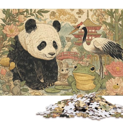 Panda, Mandschurenkranich Holzpuzzles Für Erwachsene 300 Teile Family Challenging Games Geburtstagsgeschenk Lernspiel Wohnkultur Stress Relief 300pcs (40x28cm) von SHUNXIFQ