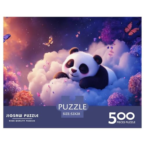 Panda Holzpuzzles Erwachsene 500 Teile Lernspiel Geschicklichkeitsspiel Für Die Ganze Familie Geburtstagsgeschenk Home Decor Stress Relief 500pcs (52x38cm) von SHUNXIFQ