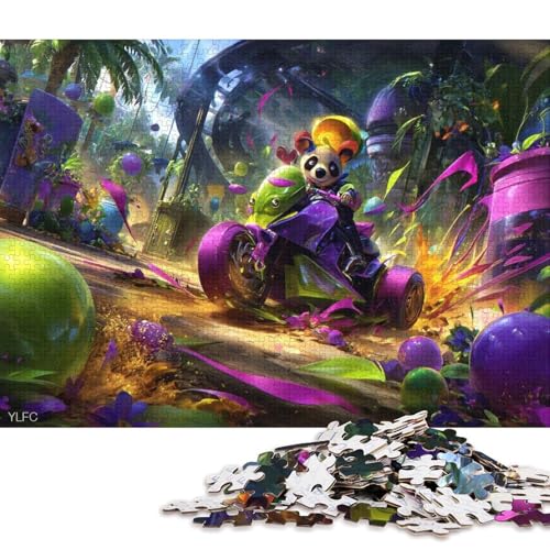Panda-Motorrad Holzpuzzles Erwachsene 1000 Teile Family Challenging Games Home Decor Lernspiel Geburtstagsgeschenk Stress Relief Toy 1000pcs (75x50cm) von SHUNXIFQ